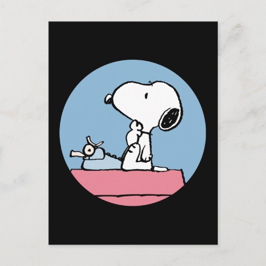 Carte Postale Peanuts | Snoopy à la machine à écrire (Devant)