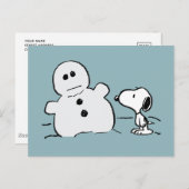 Carte Postale Peanuts | Snoopy Construit Un Bonhomme de Neige (Devant / Derrière)