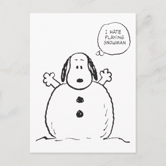 Carte Postale Peanuts | Snoopy Jouant au Bonhomme de Neige (Devant)