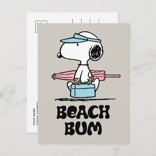 Carte Postale PEANUTS | Snoopy le fainéant de la plage (Devant / Derrière)