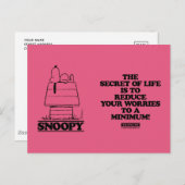 Carte Postale Peanuts | Snoopy Le Secret De La Vie (Devant / Derrière)
