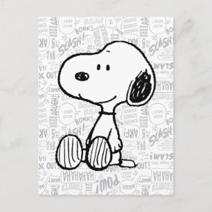 Carte Postale PEANUTS   Snoopy on Black White Comics