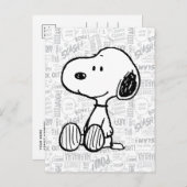 Carte Postale PEANUTS | Snoopy on Black White Comics (Devant / Derrière)