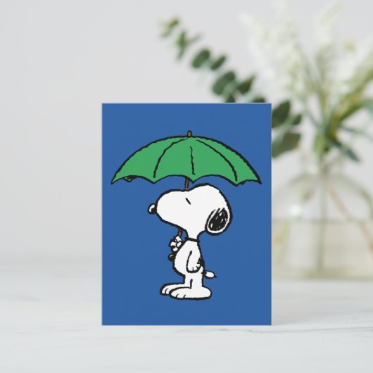 Carte Postale Peanuts | Snoopy parapluie vert (Debout devant)