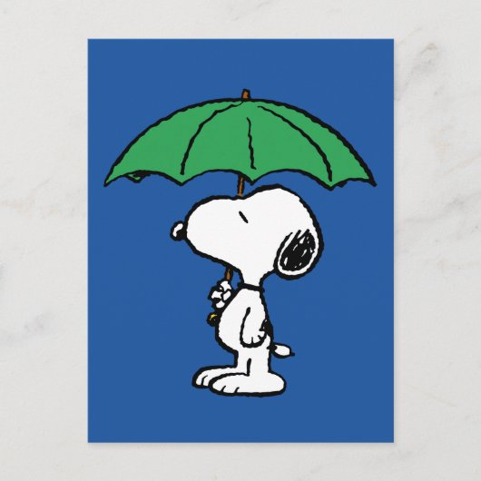 Carte Postale Peanuts | Snoopy parapluie vert (Devant)