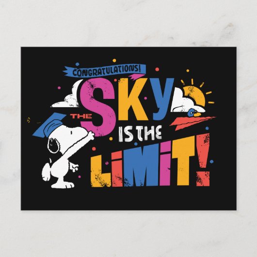 Carte Postale Peanuts Snoopy Sky Is The Limit Graduation (Devant)