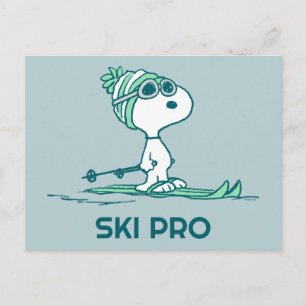 Carte Postale Peanuts   Snoopy sur skis