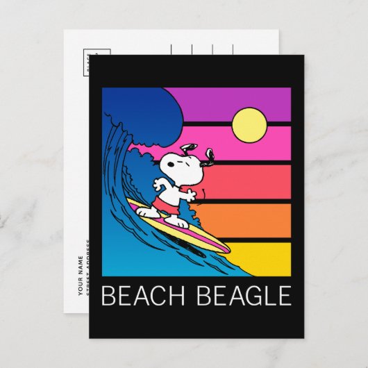Carte Postale Peanuts | Snoopy Surfant (Devant / Derrière)