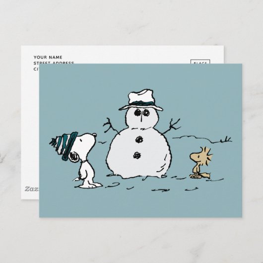Carte Postale Peanuts | Snoopy & Woodstock Construisent Un Bonho (Devant / Derrière)