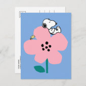 Carte Postale Peanuts | Snoopy & Woodstock font sur une fleur ro (Devant / Derrière)