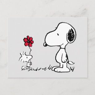 Carte Postale Peanuts   Snoopy & Woodstock Rouge & Noir