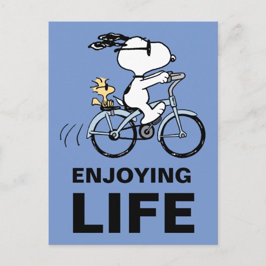 Carte Postale Peanuts | Snoopy & Woodstock Vélo (Devant)