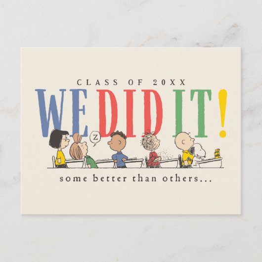 Carte Postale Peanuts We Did It Graduation Funny Quote Snoopy (Devant)