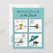 Carte Postale Peanuts | Woodstock à la plage (Devant / Derrière)