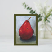 CARTE POSTALE PEAR ROUGE : HUILE PASTEL ART : FRUIT (Debout devant)
