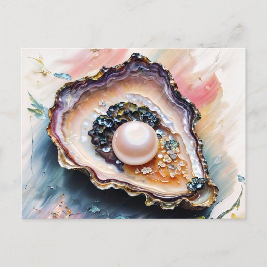 Carte Postale Pearl en Oyster Elégant Ocean Creature Art (Devant)