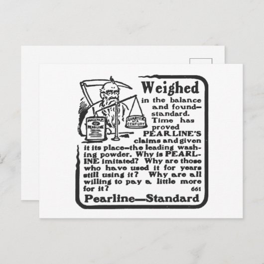 Carte postale "Pearline Advertisement" (Devant / Derrière)