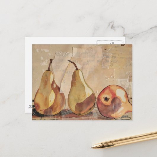 Carte Postale Pears Mixed Media (Devant/Arrière en situation)
