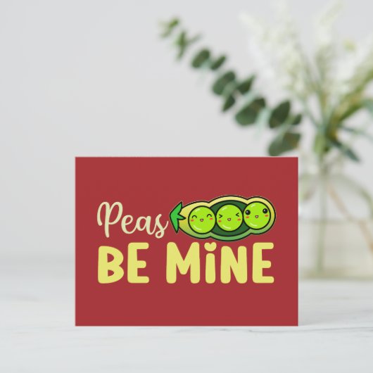 Carte Postale Peas Be Mine Mignonne Love Pun Drôle Saint Valenti (Debout devant)
