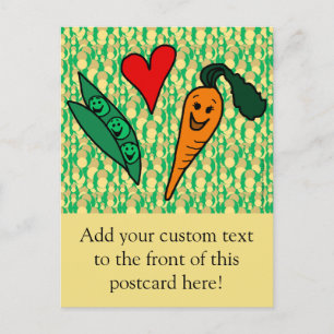 Carte Postale Peas Lots Carottes, Vert et Orange Design
