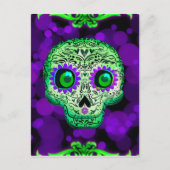 Carte Postale Peau de sucre vert et violet brillant Halloween Pa (Devant)