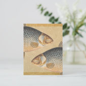 Carte Postale Pêche à la carpe peinture à l'eau douce (Debout devant)