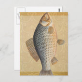 Carte Postale Pêche à la carpe peinture à l'eau douce (Devant / Derrière)