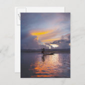 Carte Postale Pêche à la jambe de pêcheur avec filet (Devant / Derrière)