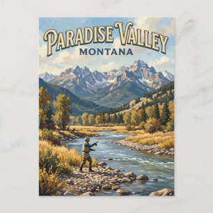 Carte Postale Pêche à la mouche dans la rivière Yellowstone à Pa