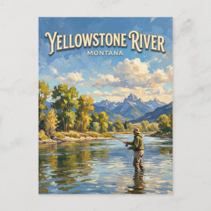 Carte Postale Pêche à la mouche dans la rivière Yellowstone Livi