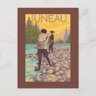 Carte Postale Pêche à la mouche pour femmes - Juneau, Alaska
