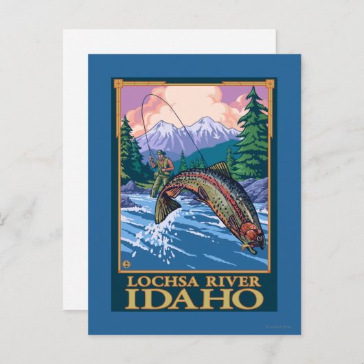 Carte Postale Pêche à la mouche - Rivière Lochsa, Idaho (Devant / Derrière)