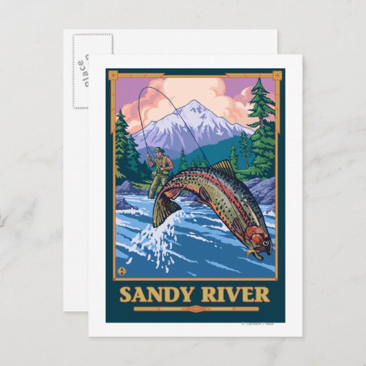 Carte Postale Pêche à la mouche - Sandy River, Oregon (Devant / Derrière)