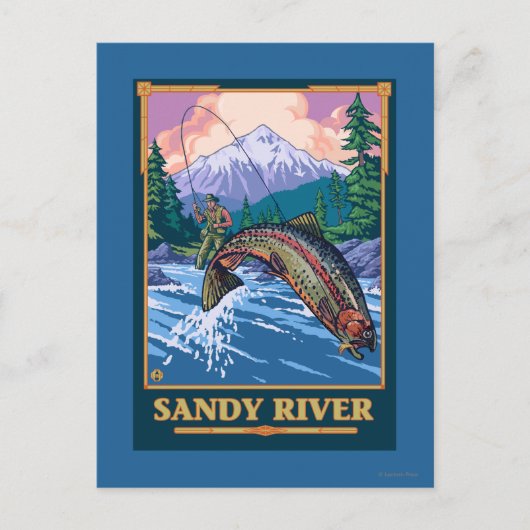 Carte Postale Pêche à la mouche - Sandy River, Oregon (Devant)