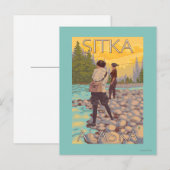 Carte Postale Pêche à la mouche - Sitka, Alaska (Devant / Derrière)