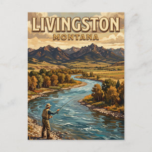 Carte Postale Pêche à la mouche sur la rivière Yellowstone près