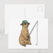 Carte Postale Pêche à la suricate Pêcheur Canne à pêche (Devant / Derrière)