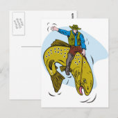 Carte Postale pêche à la truite (Devant / Derrière)