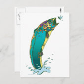 Carte Postale Pêche à la truite psychédélique (Devant / Derrière)