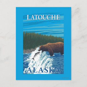 Carte Postale Pêche à l'ours dans la rivière - Latouche, Alaska