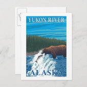 Carte Postale Pêche à l'ours dans la rivière - Yukon River, Alas (Devant / Derrière)