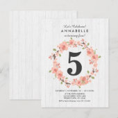 Carte Postale Pêche au bois blanc Floral Invitation de fête d'an (Devant / Derrière)