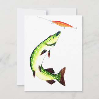 Carte Postale Pêche au brochet et pêche à la mouche
