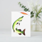 Carte Postale Pêche au brochet et pêche à la mouche (Debout devant)