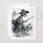 Carte Postale Pêche au chat, Louis Wain (Devant / Derrière)