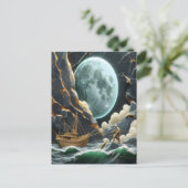 Carte Postale Pêche au Clair de Lune Sous la Falaise (Debout devant)