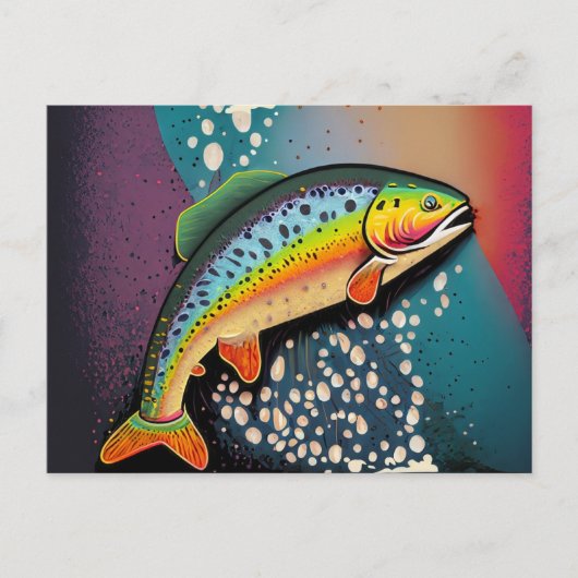 Carte Postale Pêche au poisson truite (Devant)