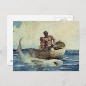 Carte Postale Pêche au requin, 1885 (Devant / Derrière)