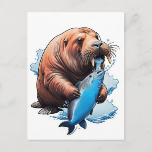 Carte Postale Pêche aux morses dans la mer