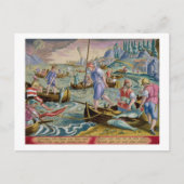 Carte Postale Pêche avec des filets et des tridents dans la baie (Devant)